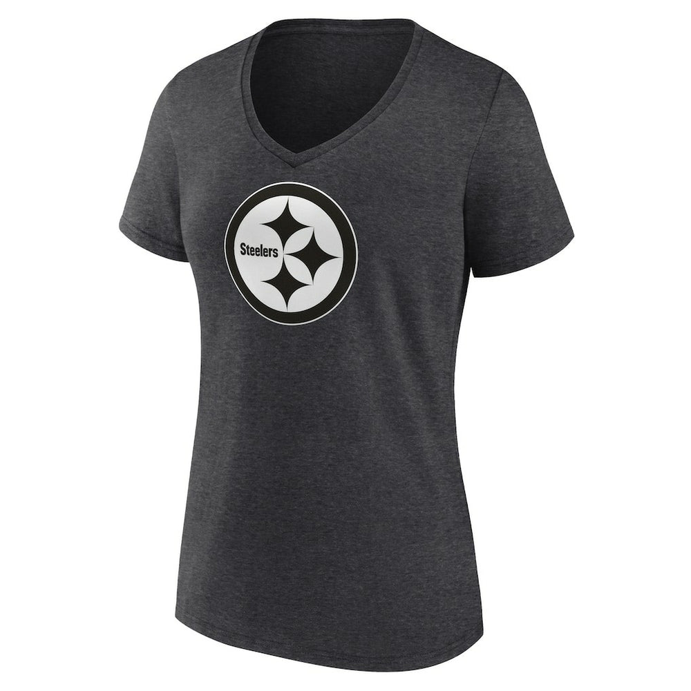 Pittsburgh Steelers Women's Personalized Name & Number Monochrome V-Neck Long Sleeve T-Shirt - Charcoal online