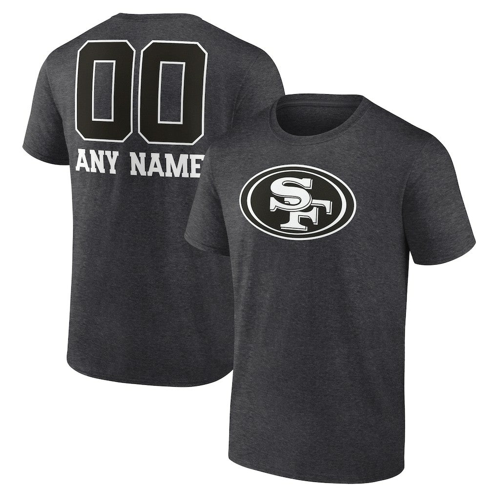 San Francisco 49ers Personalized Name & Number Monochrome T-Shirt - Charcoal for sale