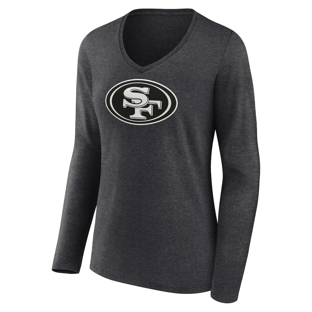 San Francisco 49ers Women's Personalized Name & Number Monochrome V-neck T-Shirt - Charcoal discount