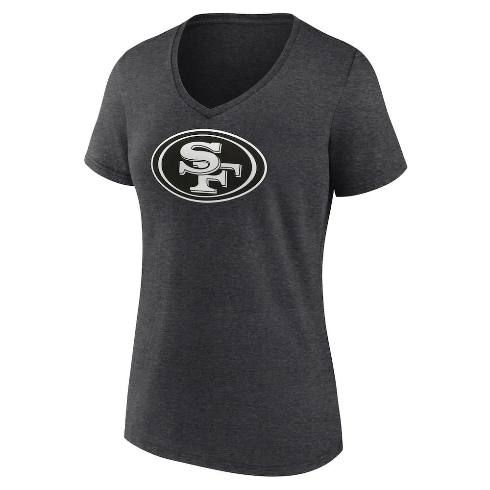 San Francisco 49ers Women's Personalized Name & Number Monochrome V-Neck Long Sleeve T-Shirt - Charcoal online