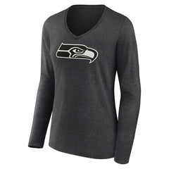 Seattle Seahawks Women's Personalized Name & Number Monochrome V-neck T-Shirt - Charcoal online