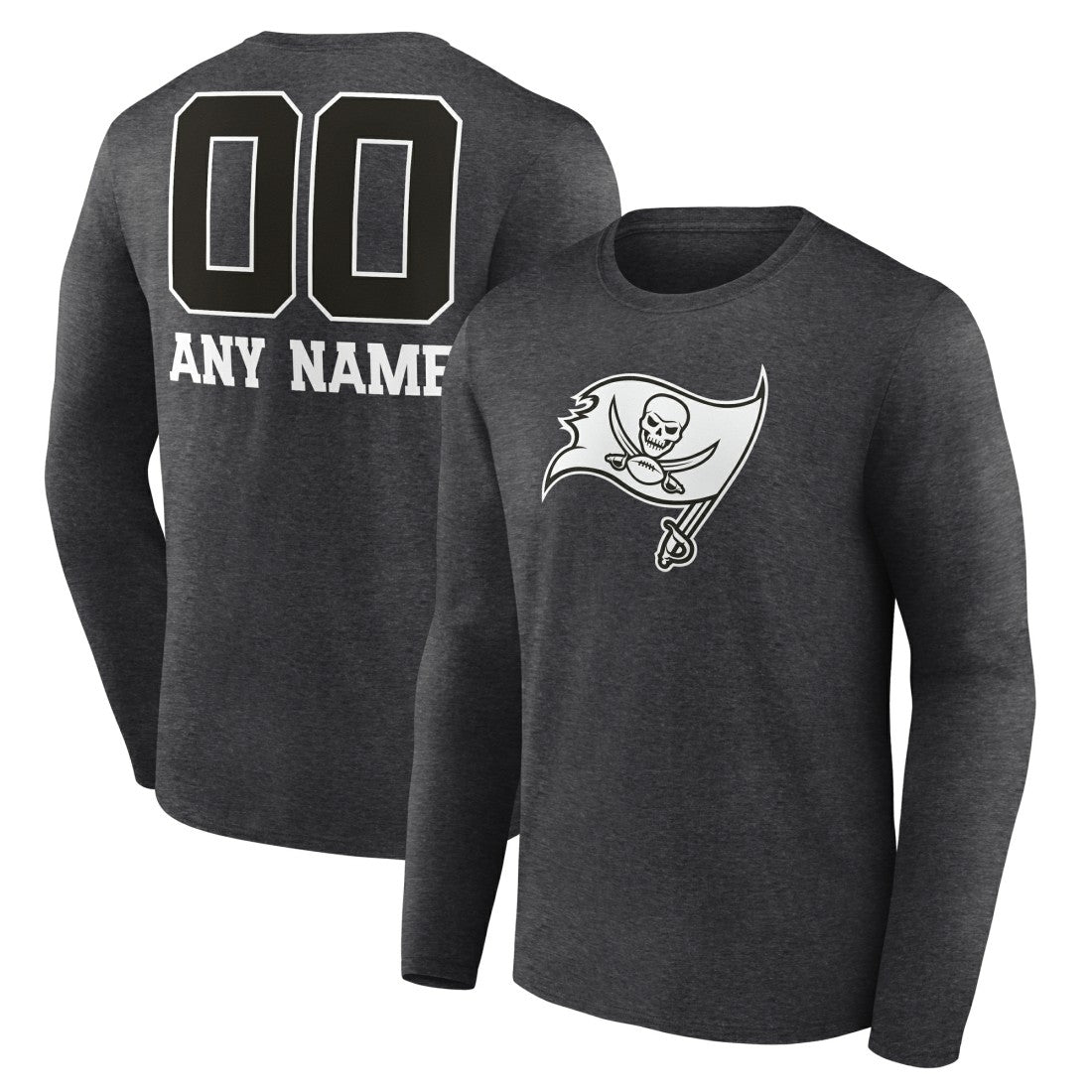 Tampa Bay Buccaneers Personalized Name & Number Monochrome Long Sleeve T-Shirt - Charcoal online