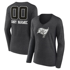 Tampa Bay Buccaneers Women's Personalized Name & Number Monochrome V-neck T-Shirt - Charcoal sale