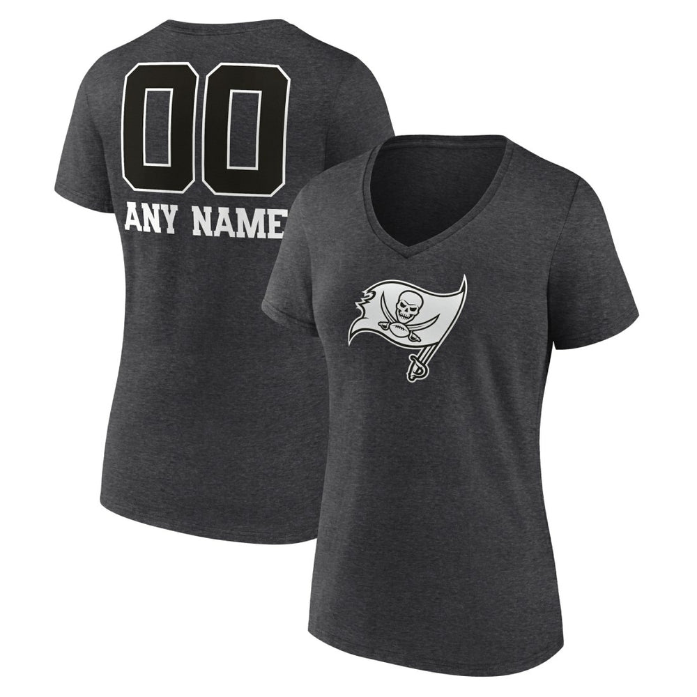 Tampa Bay Buccaneers Women's Personalized Name & Number Monochrome V-Neck Long Sleeve T-Shirt - Charcoal on sale