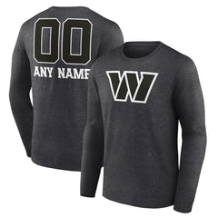 Washington Commanders Personalized Name & Number Monochrome Long Sleeve T-Shirt - Charcoal online