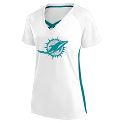 Miami Dolphins Women's Plus Size Glitter Lace-Up V- Neck T-Shirt - White discount