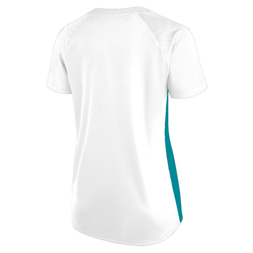 Miami Dolphins Women's Plus Size Glitter Lace-Up V- Neck T-Shirt - White discount