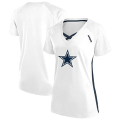 Dallas Cowboys Women's Plus Size Glitter Lace-Up V- Neck T-Shirt - White sale