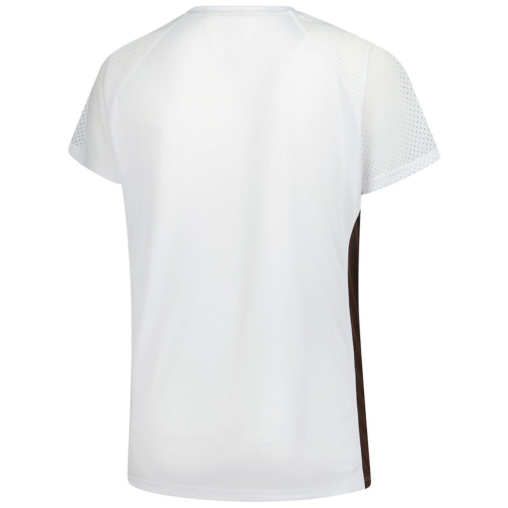 Cleveland Browns Women's Plus Size Glitter Lace-Up V- Neck T-Shirt - White outlet