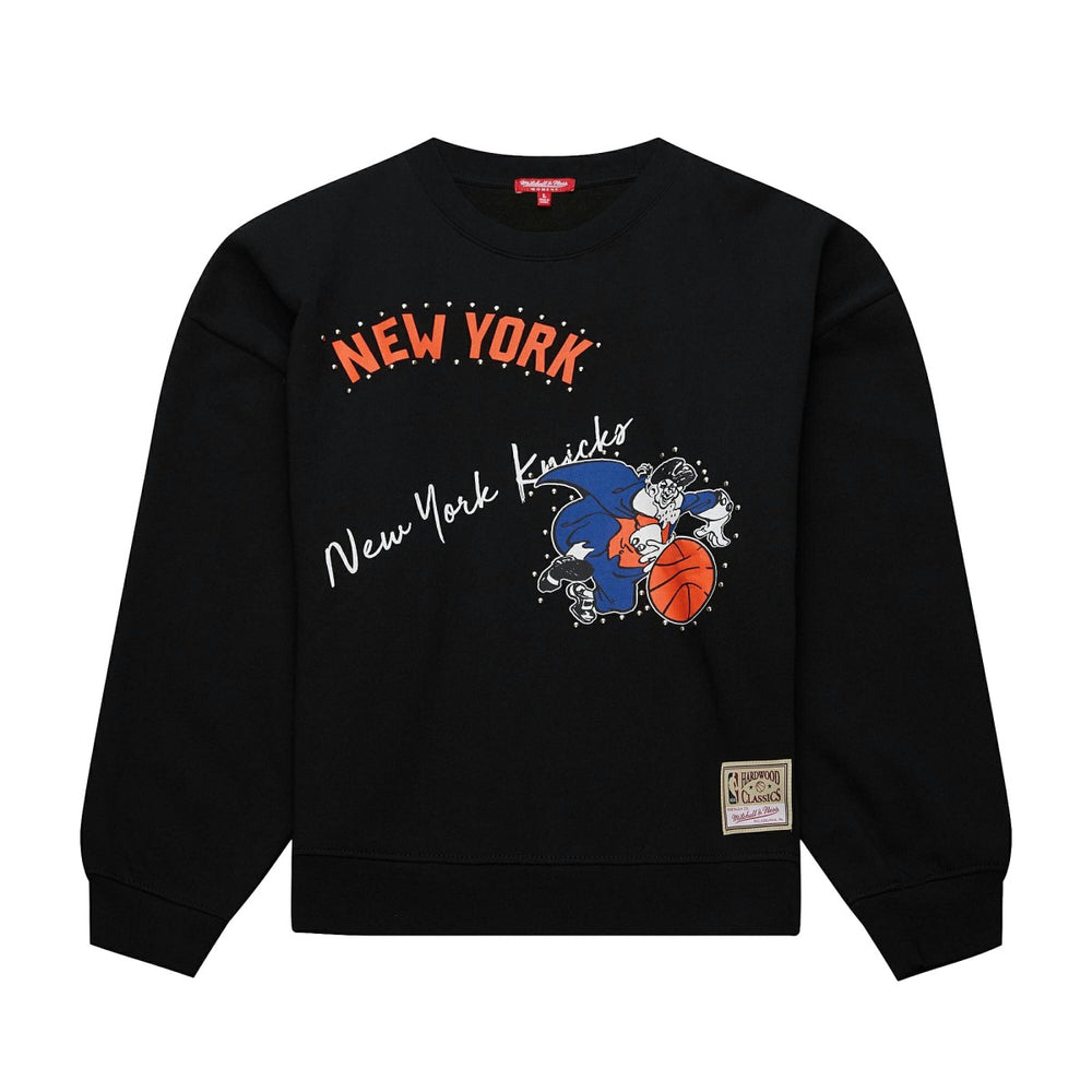 New York Knicks Women's Hardwood Classics Home Team Pullover Sweatshirt - Black | Mitchell & Ness sale
