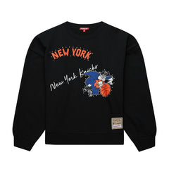 New York Knicks Women's Hardwood Classics Home Team Pullover Sweatshirt - Black | Mitchell & Ness sale