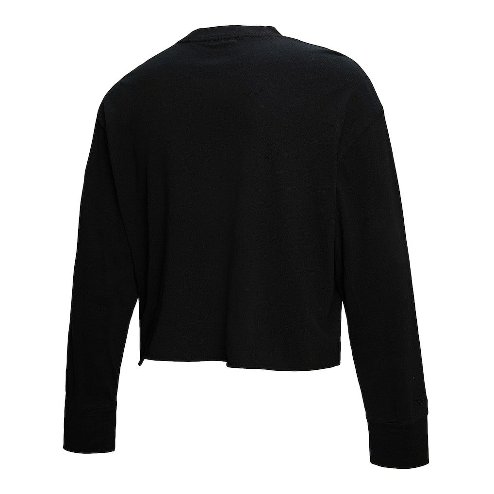 New York Knicks Women's Hardwood Classics Studded Boxy Cropped Long Sleeve T-Shirt - Black | Mitchell & Ness on sale