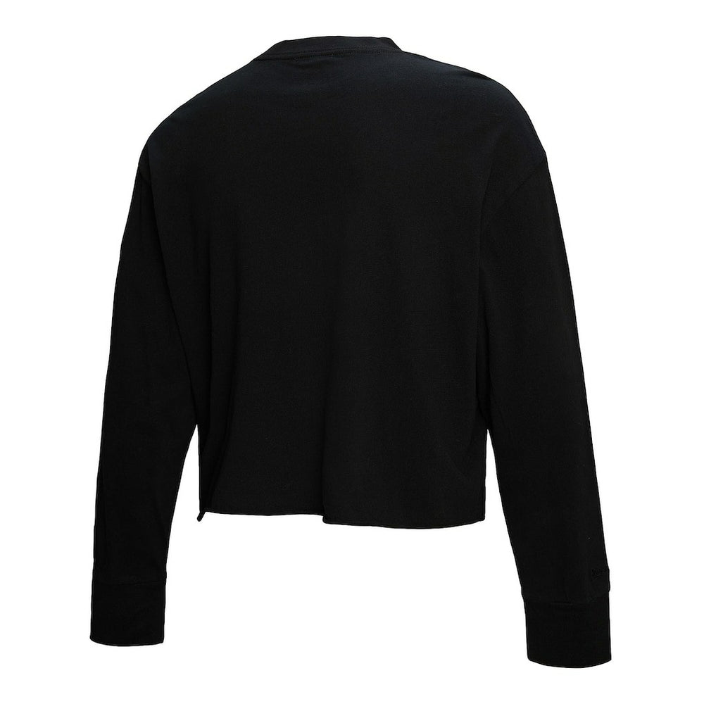 New York Knicks Women's Hardwood Classics Studded Boxy Cropped Long Sleeve T-Shirt - Black | Mitchell & Ness on sale