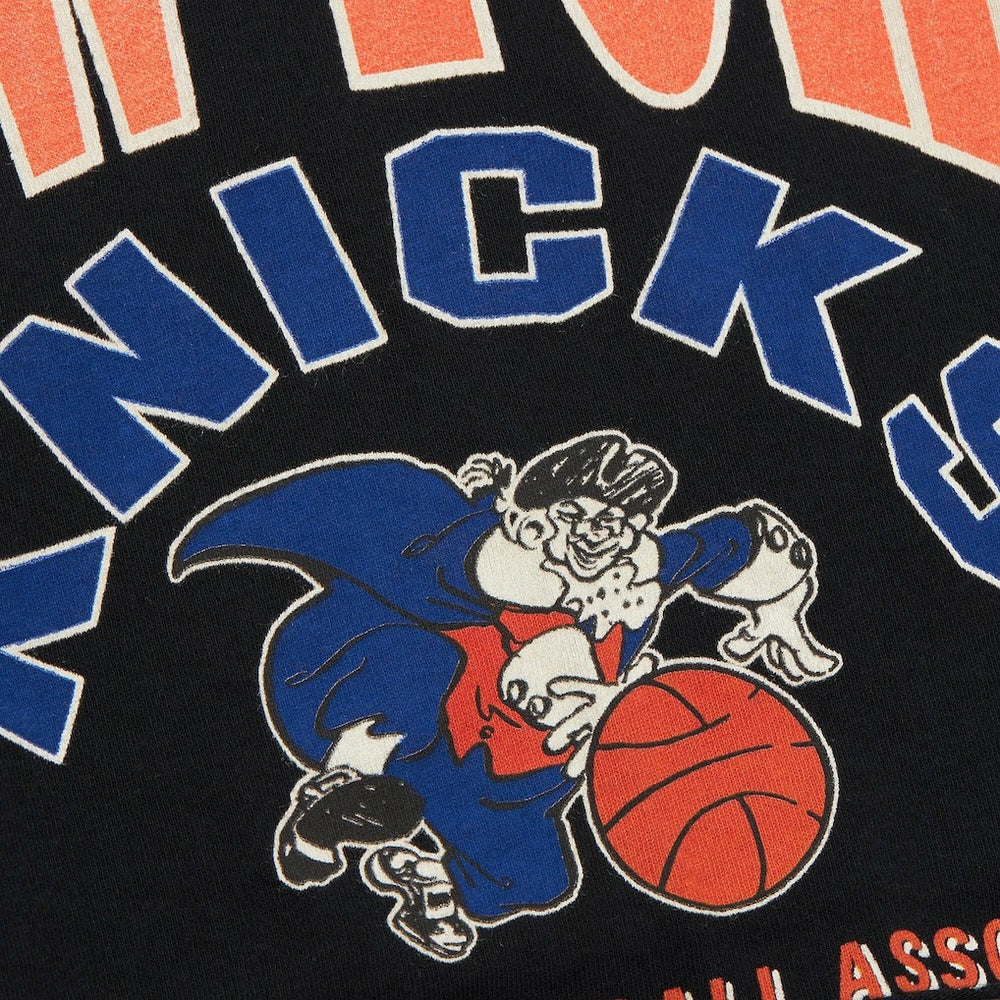 New York Knicks Women's Hardwood Classics Studded Boxy Cropped Long Sleeve T-Shirt - Black | Mitchell & Ness on sale
