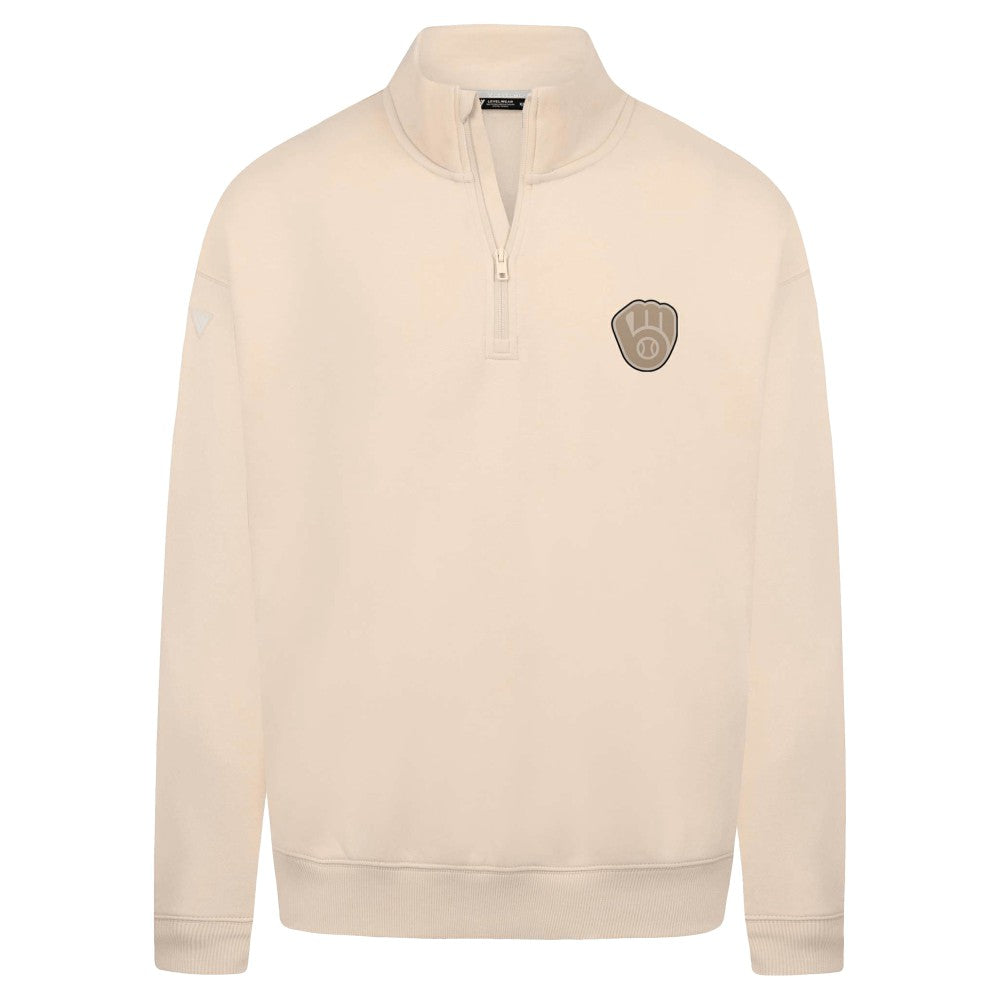 Milwaukee Brewers Levelwear Murray Quarter-Zip Sweatshirt - Khaki