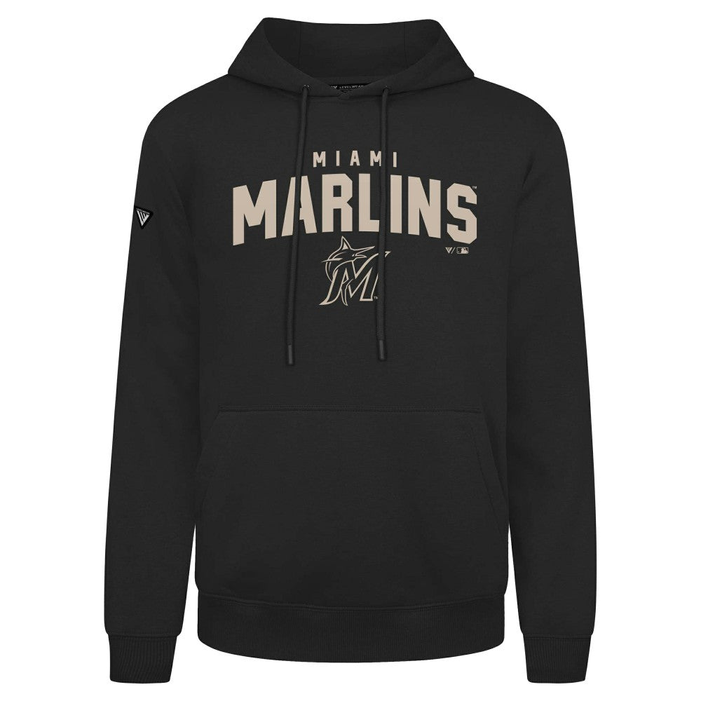 Miami Marlins Levelwear Podium Team Arch Pullover Hoodie - Black