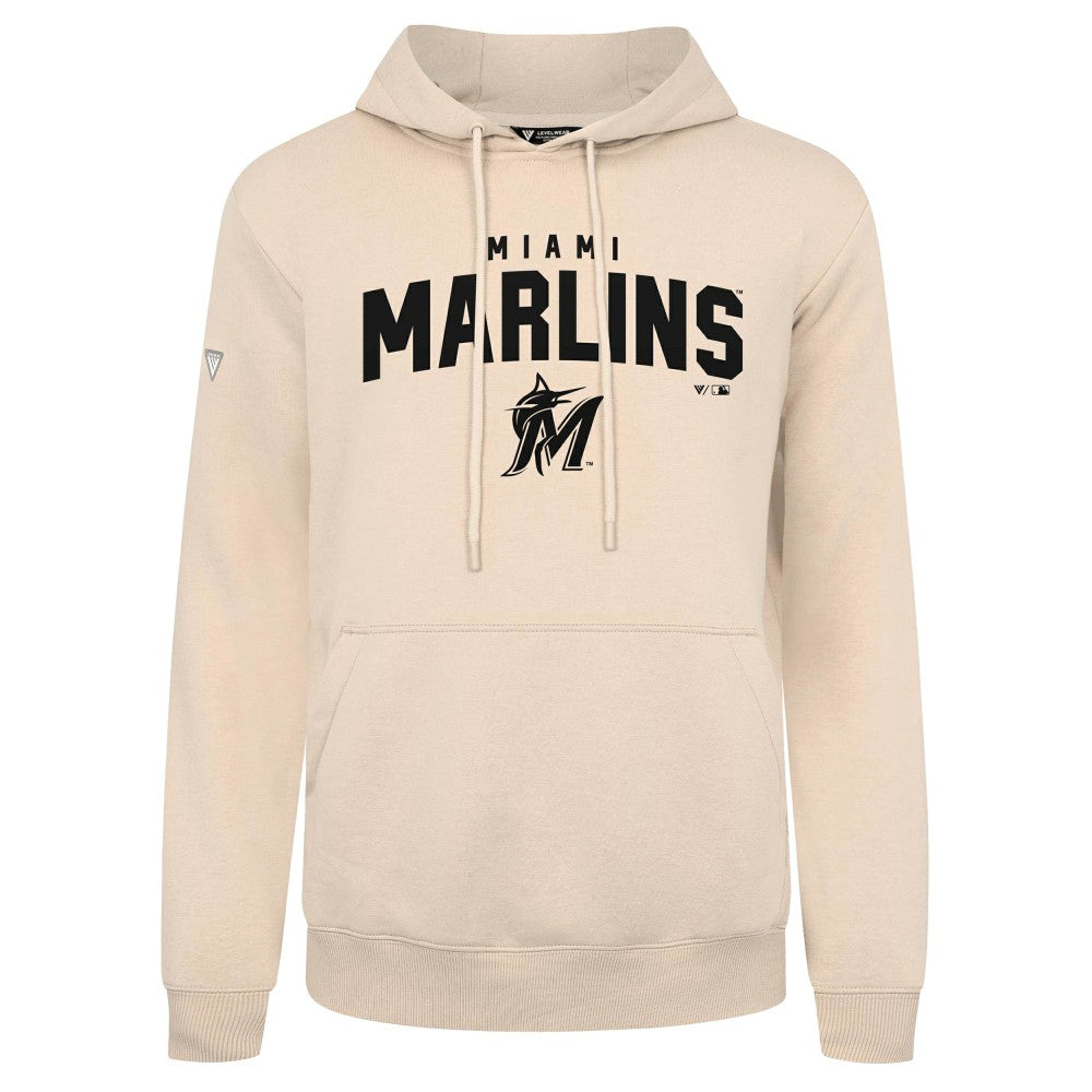 Miami Marlins Levelwear Podium Team Arch Pullover Hoodie - Khaki