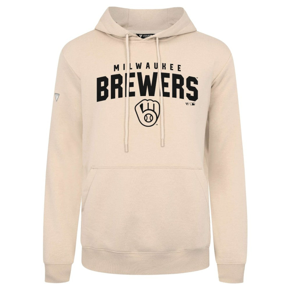Milwaukee Brewers Levelwear Podium Team Arch Pullover Hoodie - Khaki