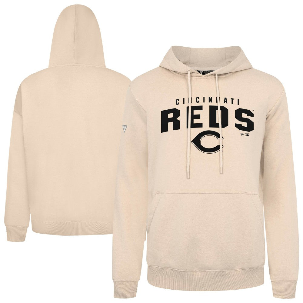 Cincinnati Reds Levelwear Podium Team Arch Pullover Hoodie - Khaki