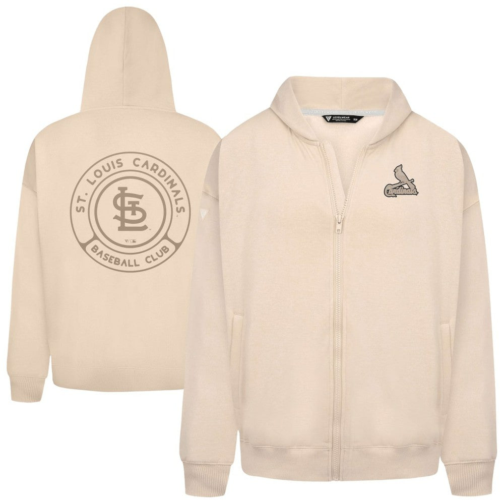 St. Louis Cardinals Levelwear Uphill Oversized Full-Zip Hoodie - Khaki