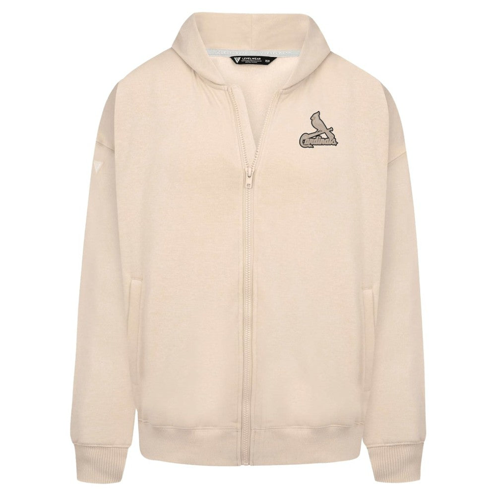 St. Louis Cardinals Levelwear Uphill Oversized Full-Zip Hoodie - Khaki