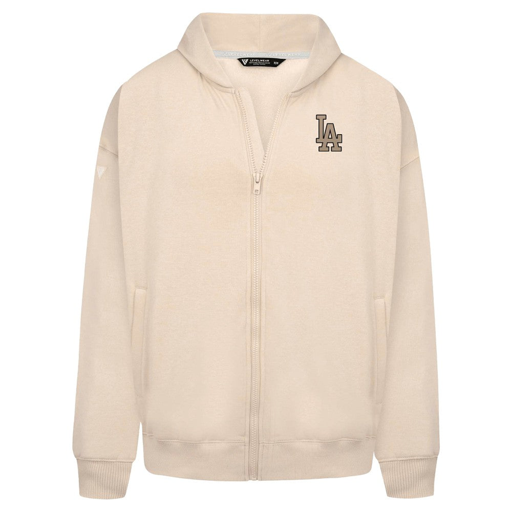 Los Angeles Dodgers Levelwear Uphill Oversized Full-Zip Hoodie - Khaki