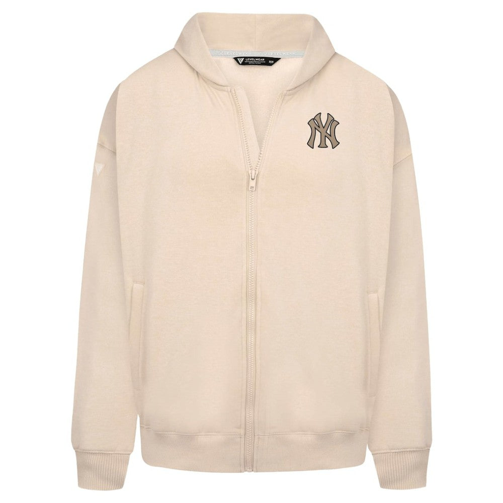 New York Yankees Levelwear Uphill Oversized Full-Zip Hoodie - Khaki
