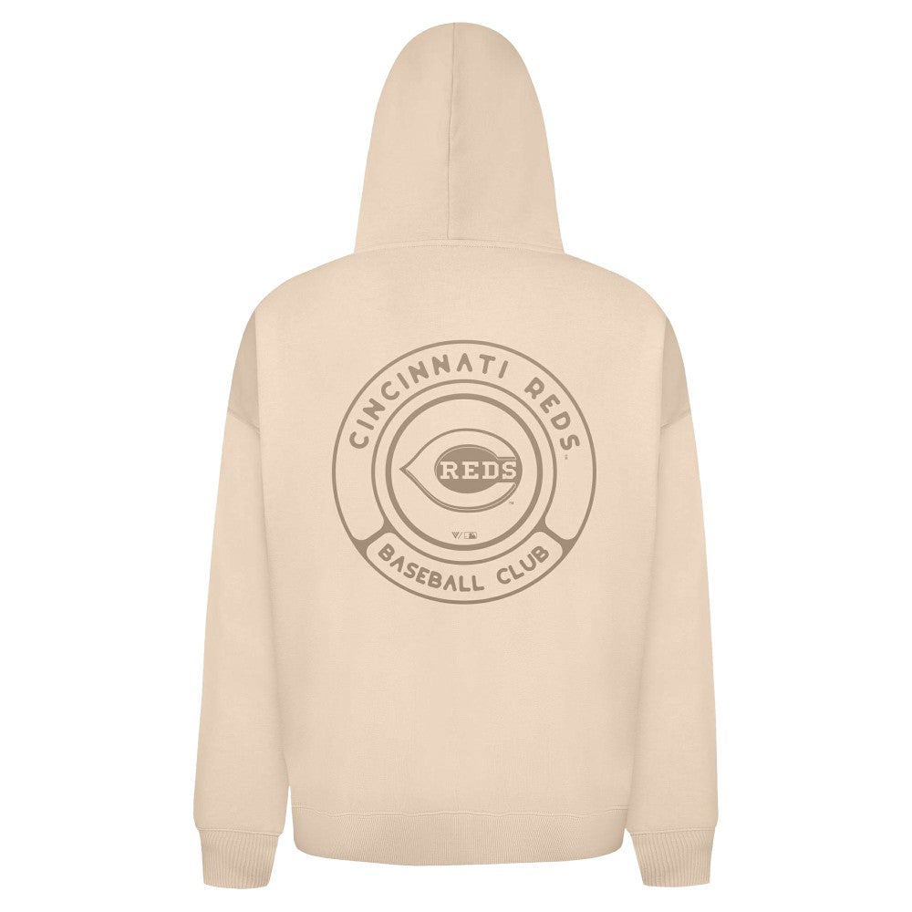 Cincinnati Reds Levelwear Uphill Oversized Full-Zip Hoodie - Khaki