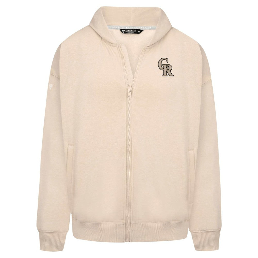 Colorado Rockies Levelwear Uphill Oversized Full-Zip Hoodie - Khaki