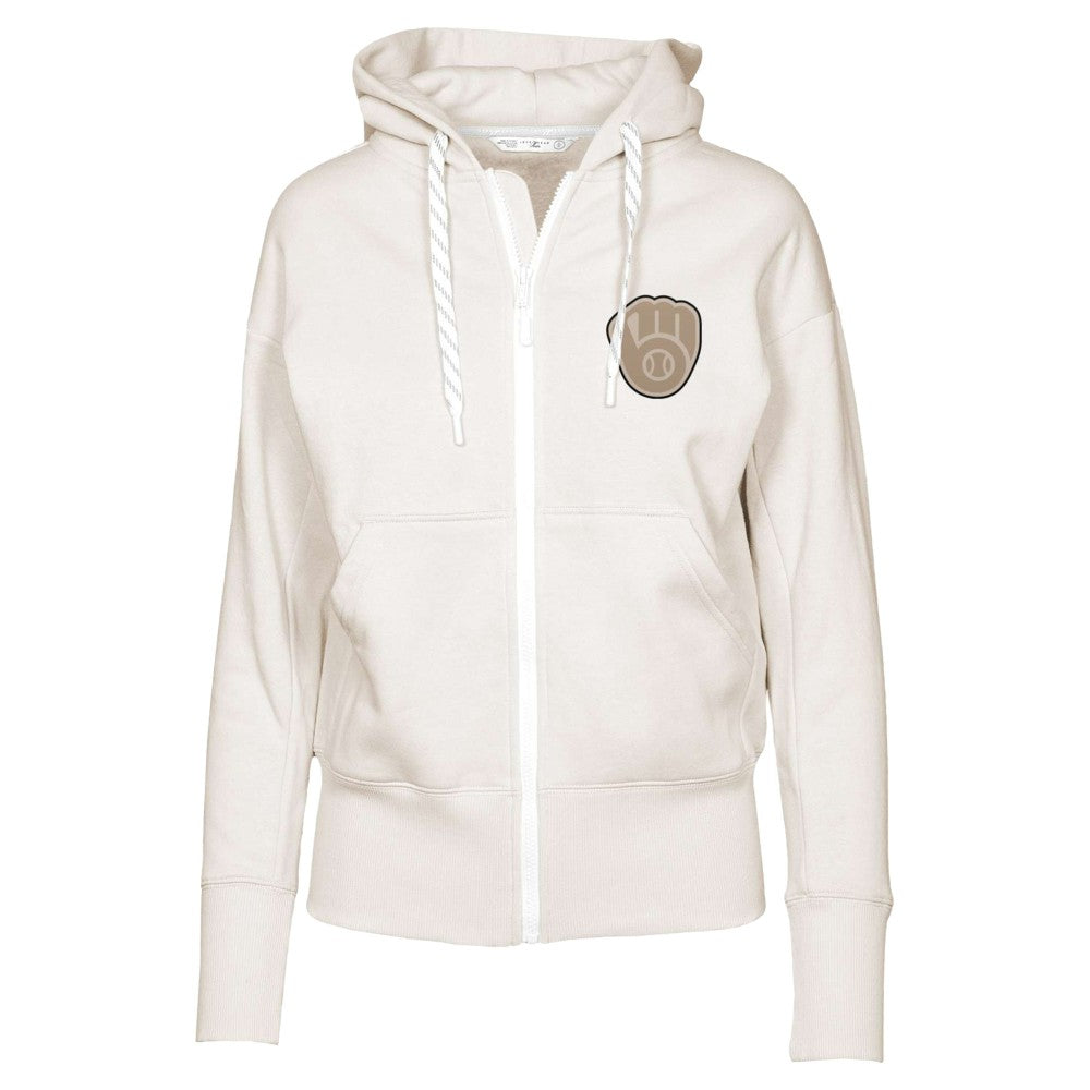 Milwaukee Brewers Levelwear Women's Gardinia Full-Zip Hoodie - Khaki