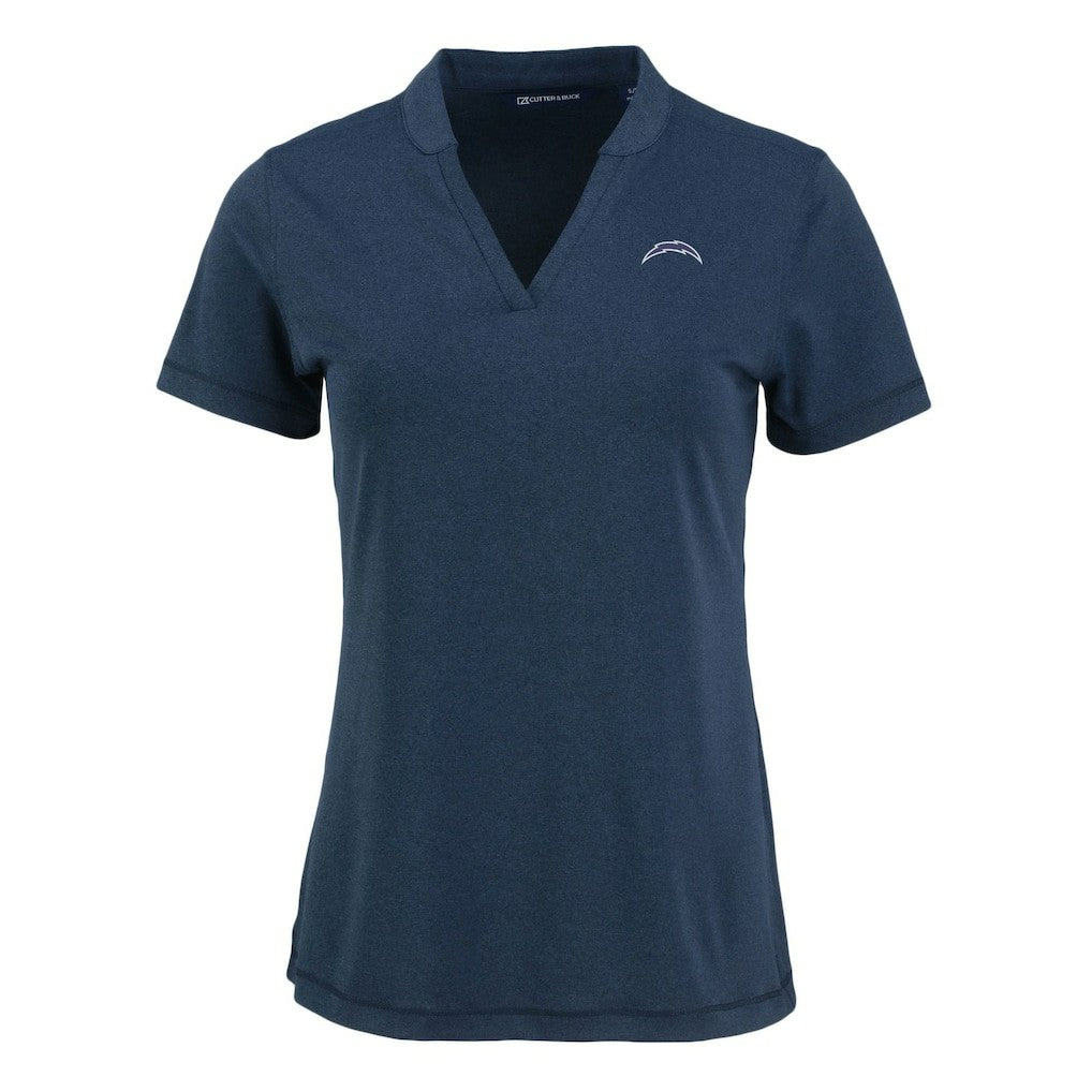 Los Angeles Chargers Cutter & Buck Women's Forge Stretch Blade DryTec V-Neck Polo - Heather Navy outlet