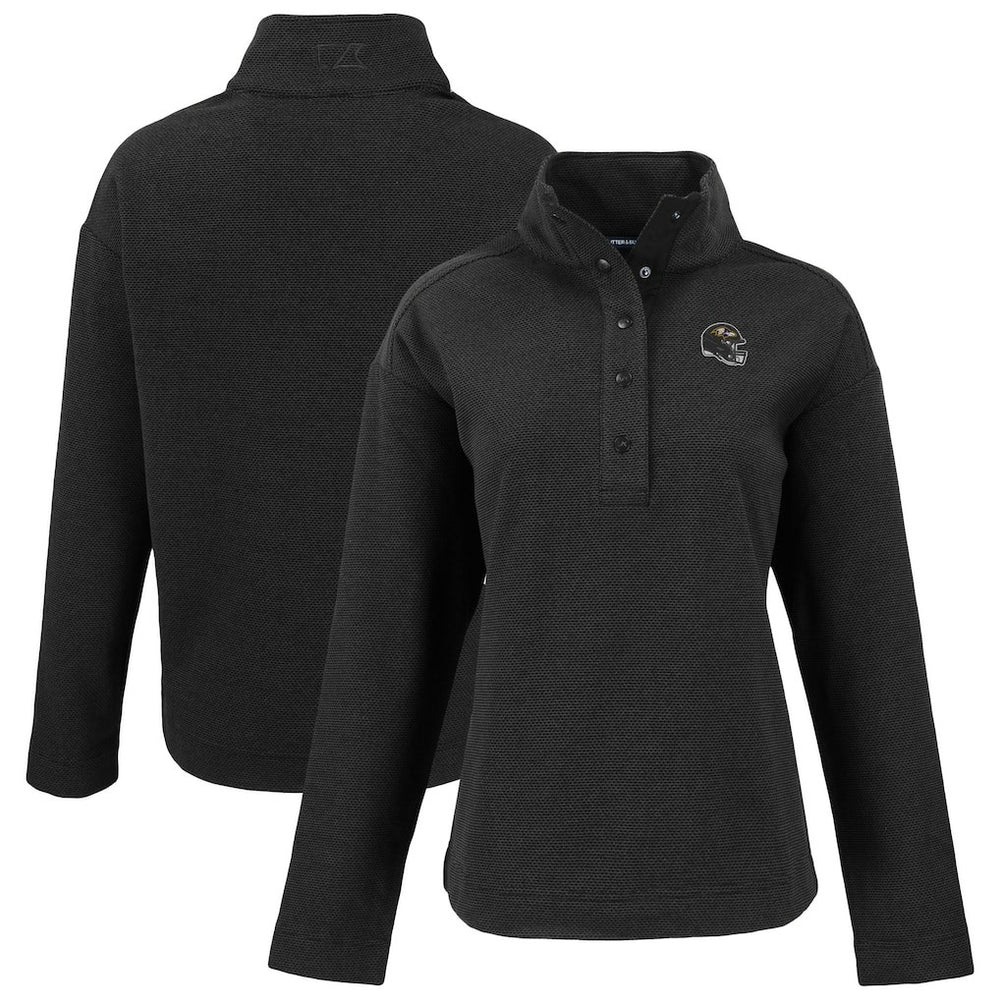 Baltimore Ravens Cutter & Buck Women's Hunts Point Eco Half-Snap Sweatshirt - Black discount