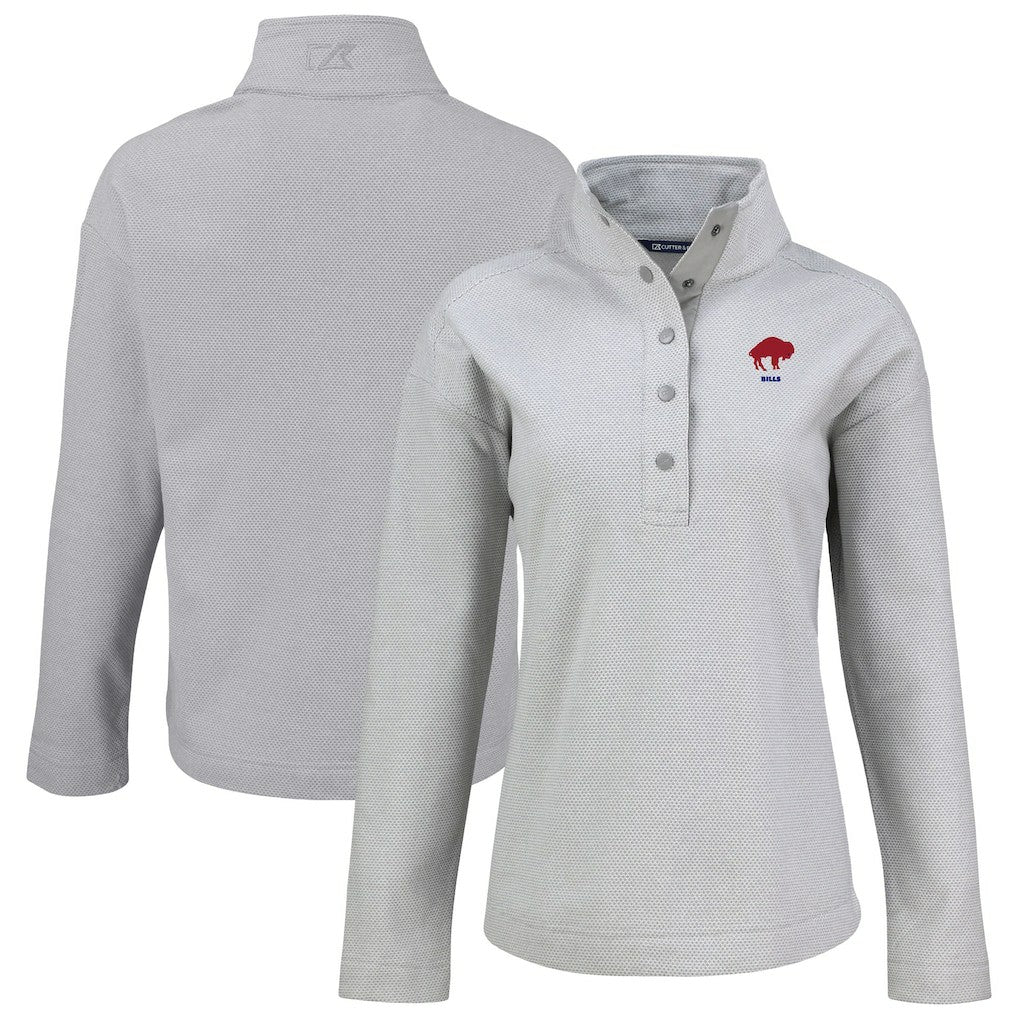 Buffalo Bills Cutter & Buck Women's Hunts Point Eco Half-Snap Sweatshirt - Gray cheap