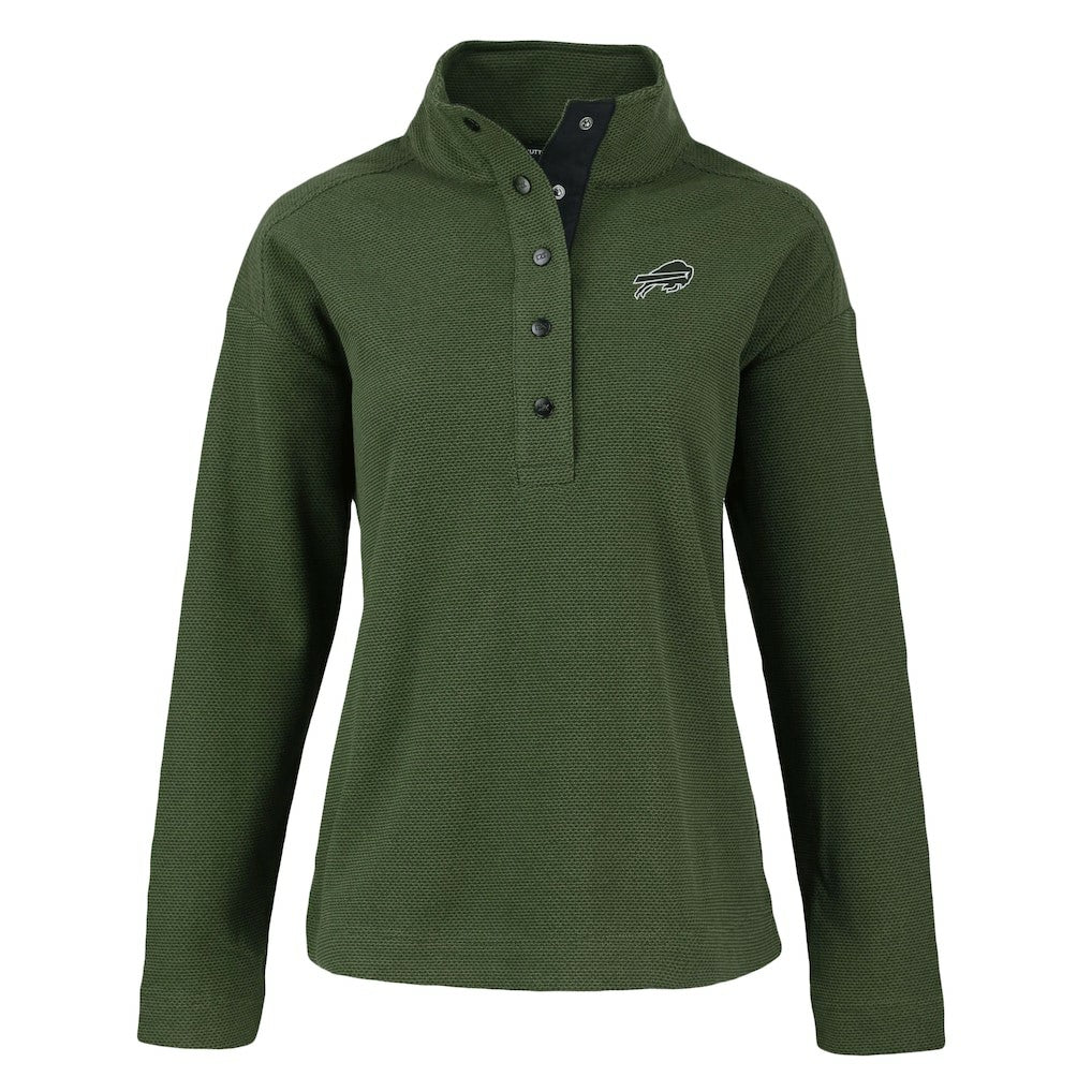 Buffalo Bills Cutter & Buck Women's Hunts Point Eco Half-Snap Sweatshirt - Green cheap