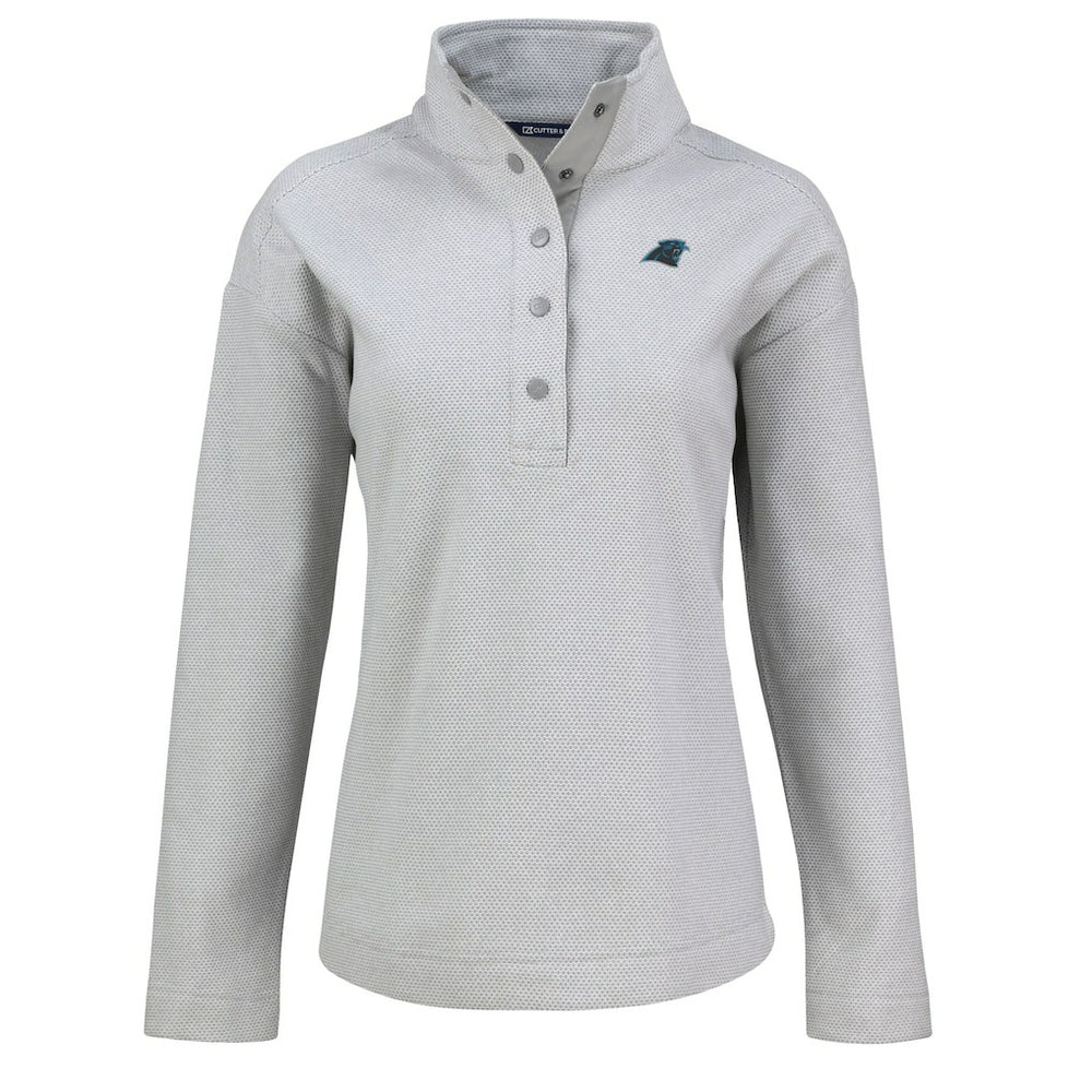 Carolina Panthers Cutter & Buck Women's Hunts Point Eco Half-Snap Sweatshirt - Gray cheap