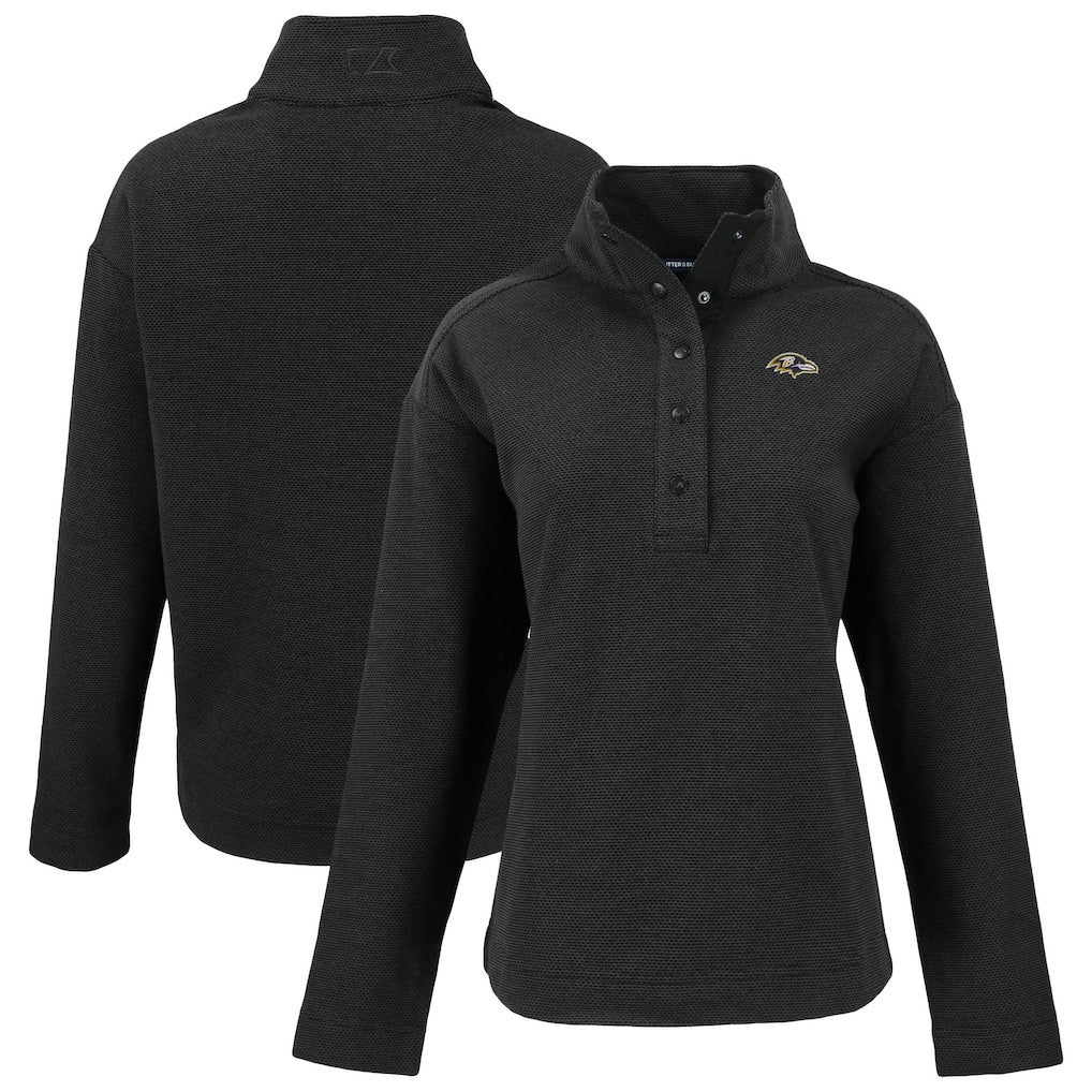 Baltimore Ravens Cutter & Buck Women's Hunts Point Eco Half-Snap Sweatshirt - Black cheap
