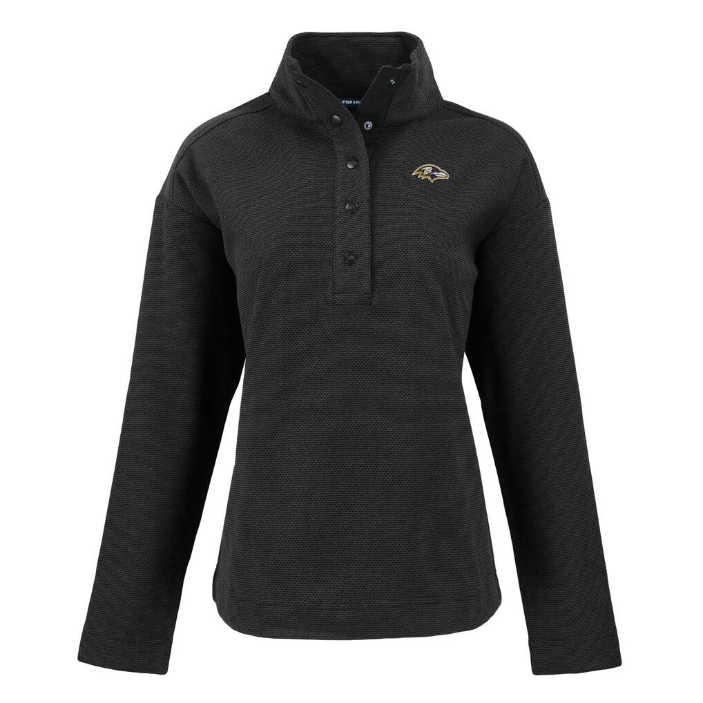 Baltimore Ravens Cutter & Buck Women's Hunts Point Eco Half-Snap Sweatshirt - Black cheap