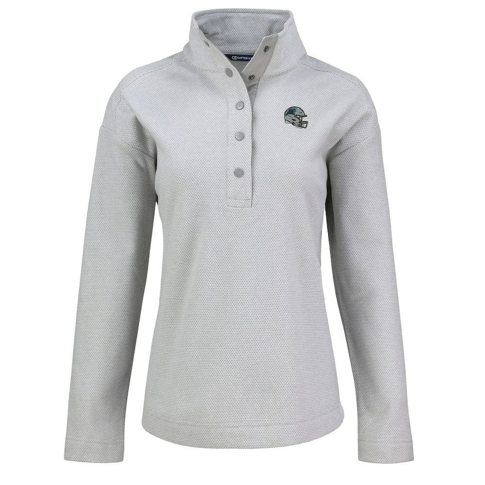 Carolina Panthers Cutter & Buck Women's Hunts Point Eco Half-Snap Sweatshirt - Gray on sale