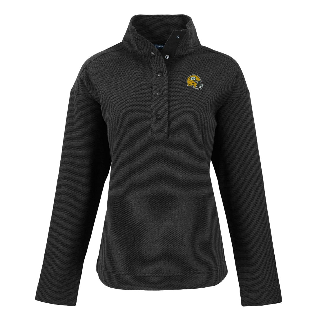 Green Bay Packers Cutter & Buck Women's Hunts Point Eco Half-Snap Sweatshirt - Black outlet