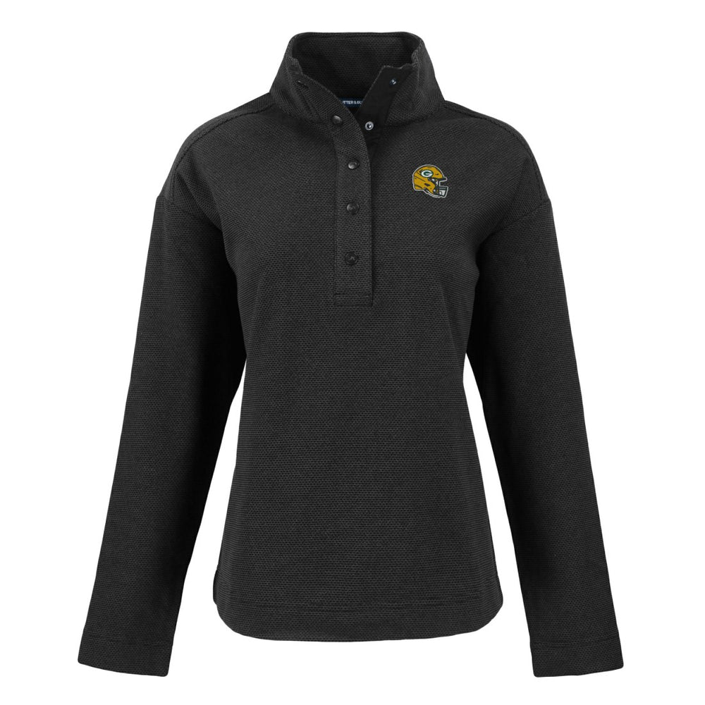 Green Bay Packers Cutter & Buck Women's Hunts Point Eco Half-Snap Sweatshirt - Black outlet