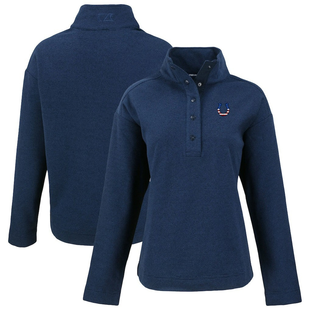 Indianapolis Colts Cutter & Buck Women's Hunts Point Eco Half-Snap Sweatshirt - Navy on sale