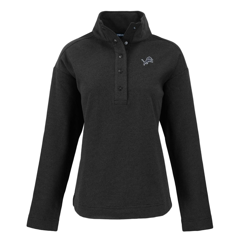 Detroit Lions Cutter & Buck Women's Hunts Point Eco Half-Snap Sweatshirt - Black outlet