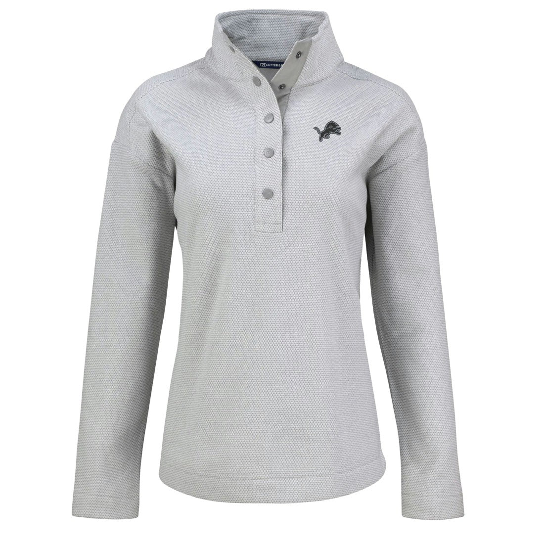 Detroit Lions Cutter & Buck Women's Hunts Point Eco Half-Snap Sweatshirt - Gray for sale