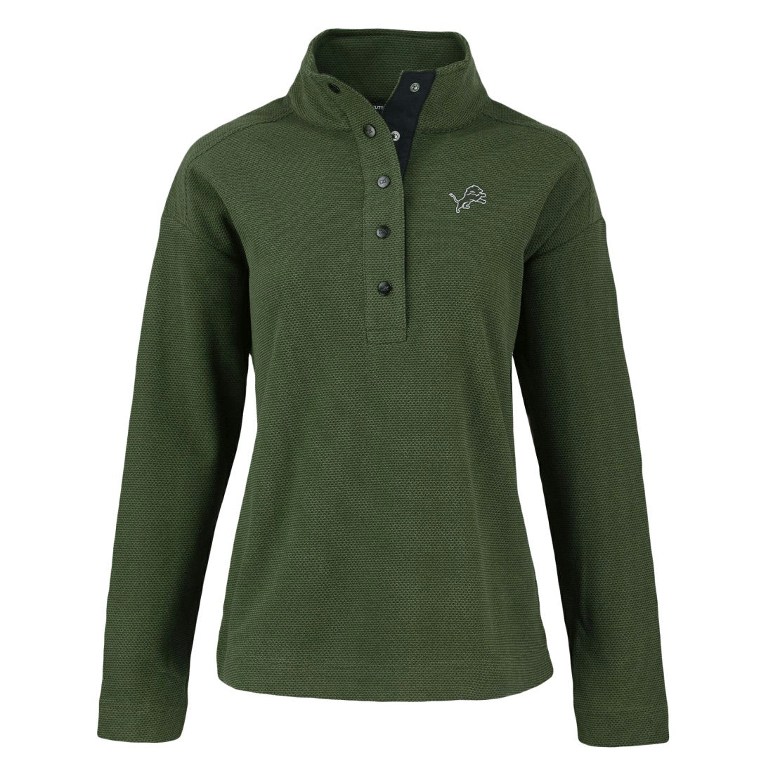 Detroit Lions Cutter & Buck Women's Hunts Point Eco Half-Snap Sweatshirt - Green for sale