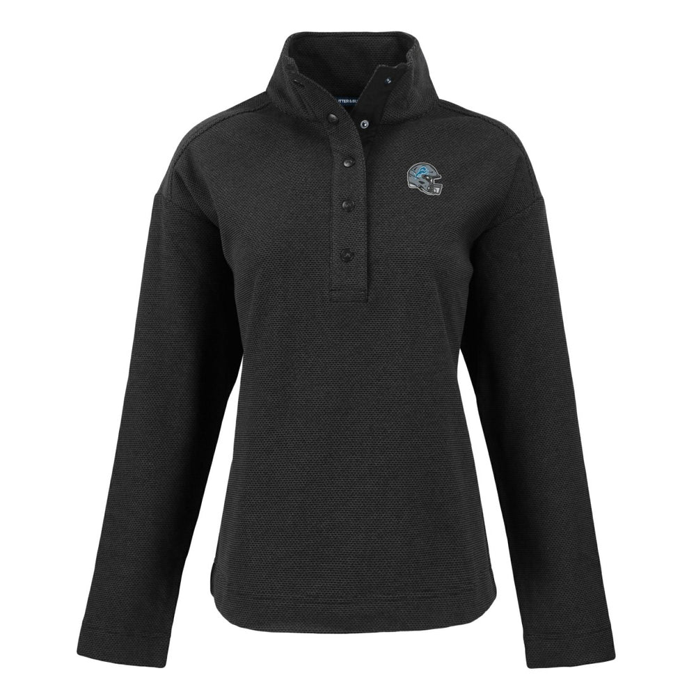 Detroit Lions Cutter & Buck Women's Hunts Point Eco Half-Snap Sweatshirt - Black discount