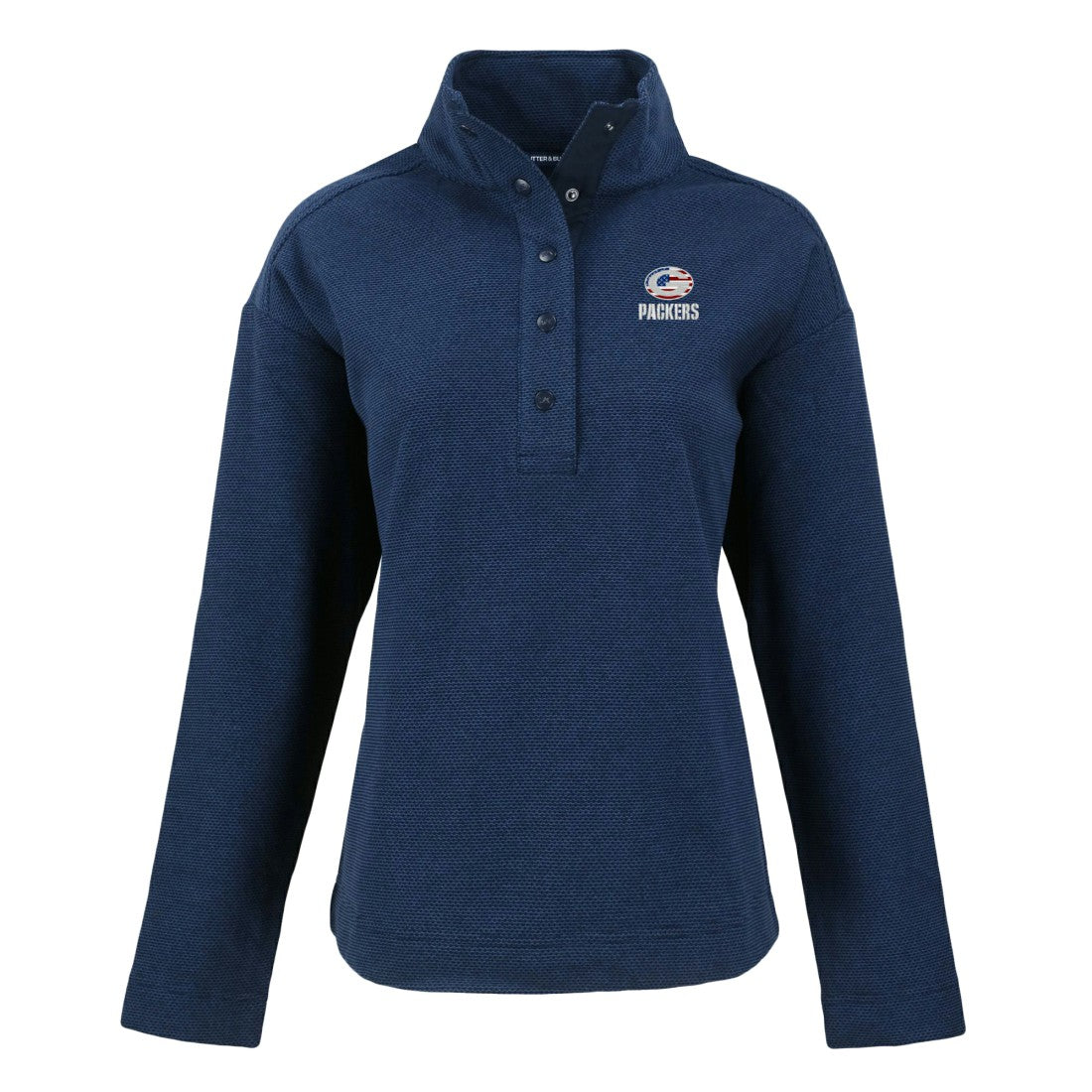 Green Bay Packers Cutter & Buck Women's Hunts Point Eco Half-Snap Sweatshirt - Navy on sale