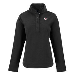 Kansas City Chiefs Cutter & Buck Women's Hunts Point Eco Half-Snap Sweatshirt - Black outlet