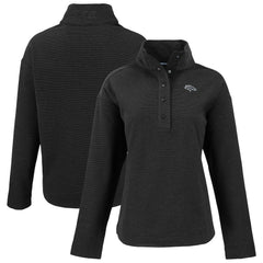 Denver Broncos Cutter & Buck Women's Hunts Point Eco Half-Snap Sweatshirt - Black cheap