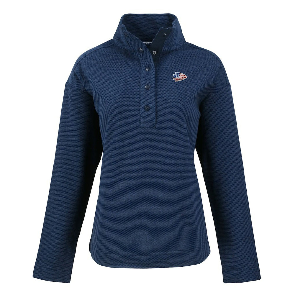 Kansas City Chiefs Cutter & Buck Women's Hunts Point Eco Half-Snap Sweatshirt - Navy cheap