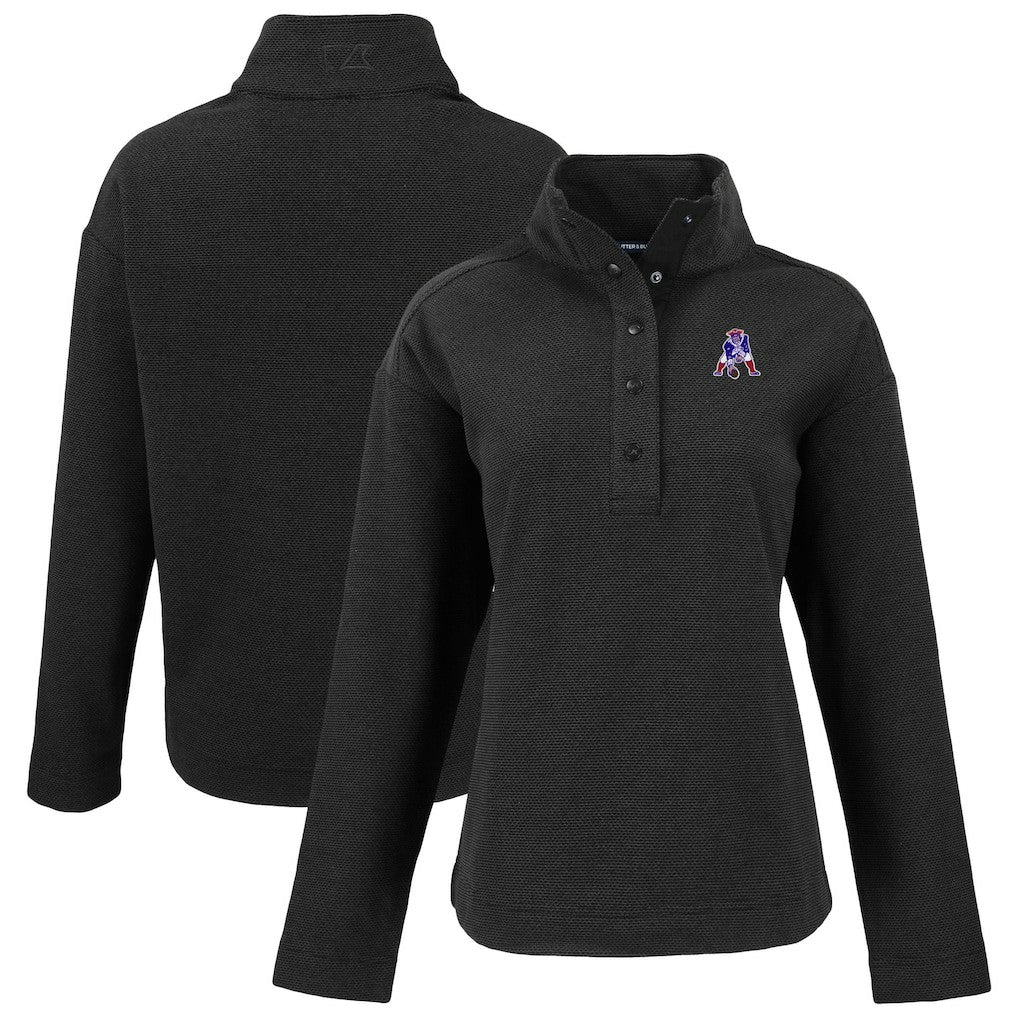New England Patriots Cutter & Buck Women's Hunts Point Eco Half-Snap Sweatshirt - Black online
